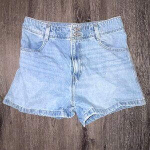 Levis Premium High Rise Denim Shorts Womens 28 Med Blue 2 Button High Waist